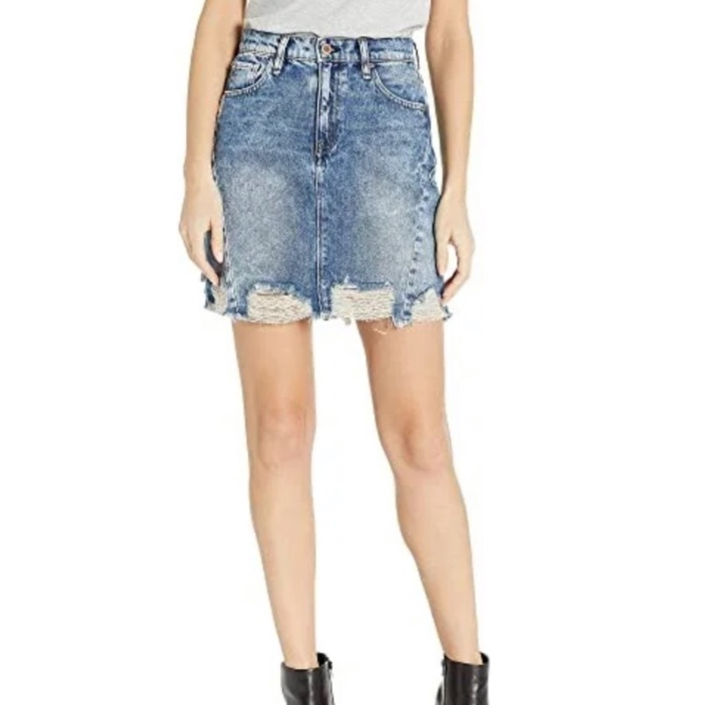 HUDSON LULU DENIM Mini Skirt -  LULU Distressed Denim Mini Skirt SZ 2 NEW